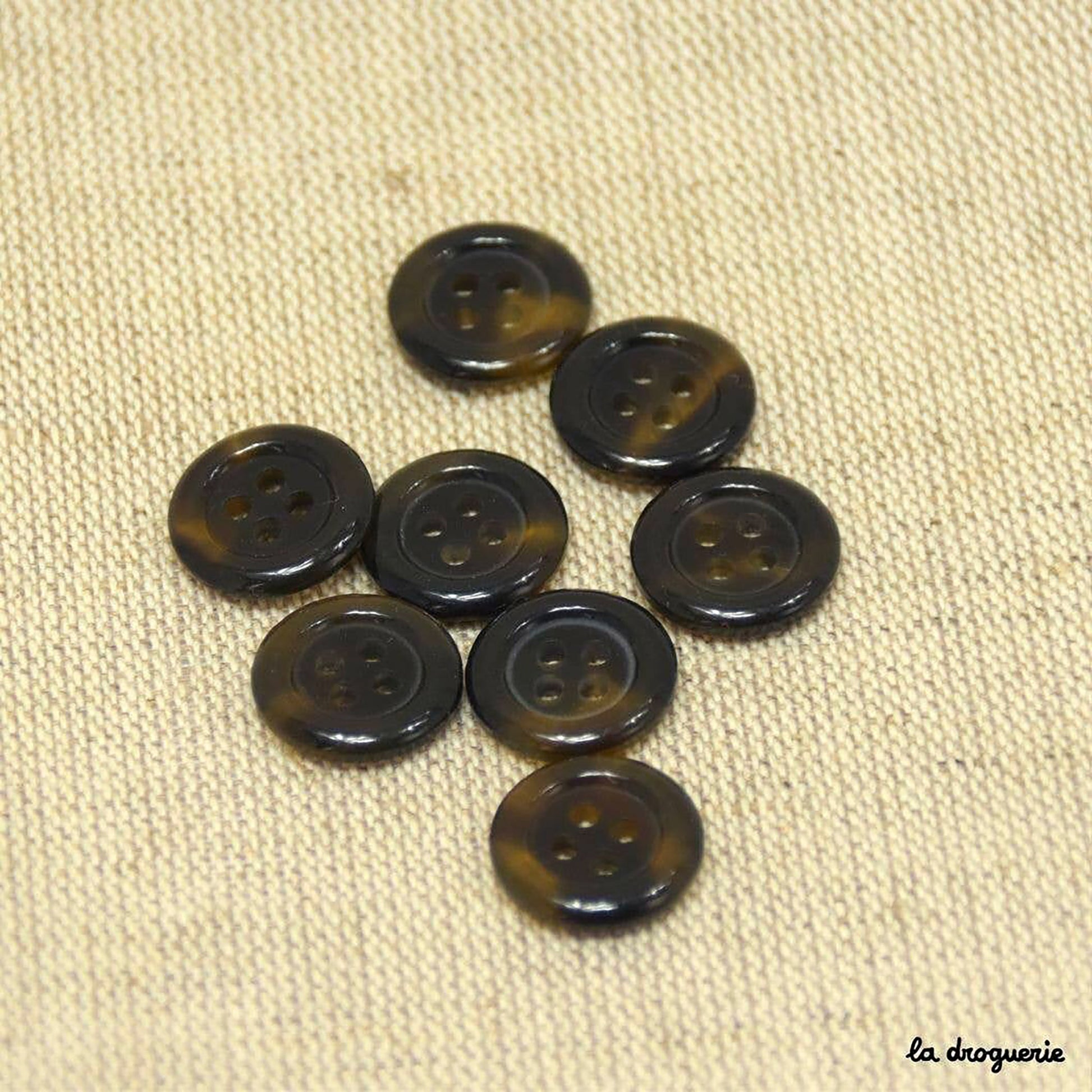 Boutons La Droguerie modèle Gabardine (Brun ; 15mm)
