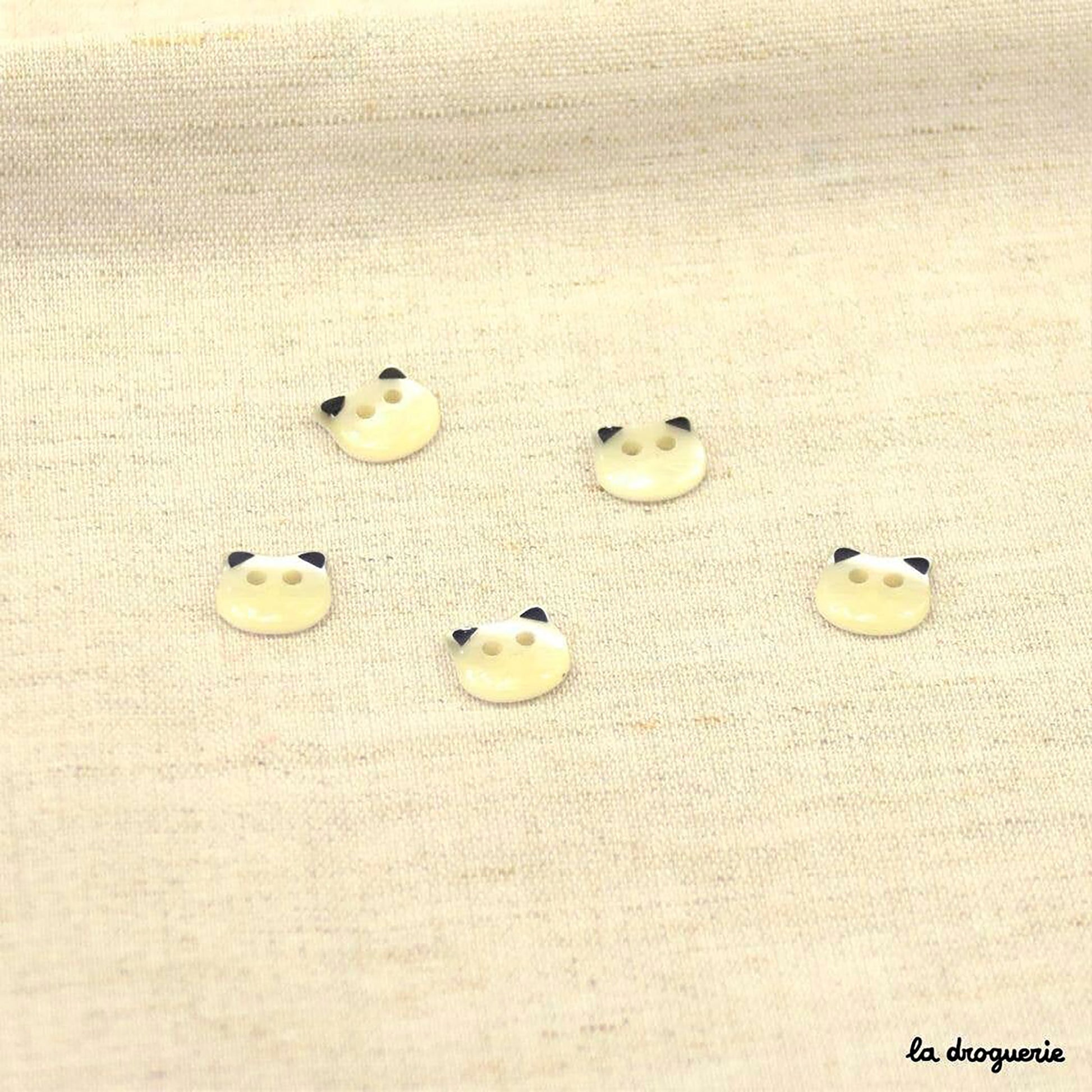 Boutons La Droguerie modèle Miaou (Blanc ; 11mm)