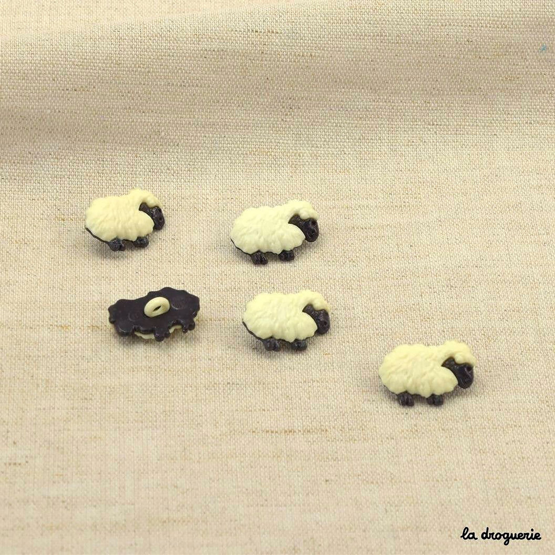 Boutons La Droguerie modèle Moutons (Blanc-Noir ; 18mm)