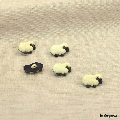 Boutons La Droguerie modèle Moutons (Blanc-Noir ; 18mm)