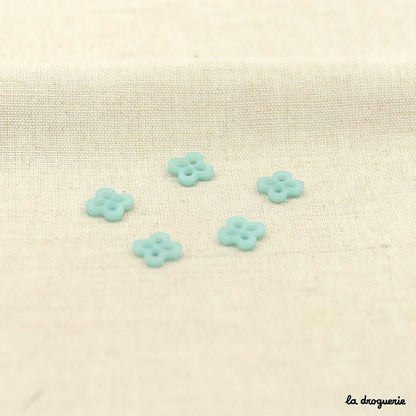 Boutons La Droguerie modèle Trèfle (Bleu Nil ; 12mm)