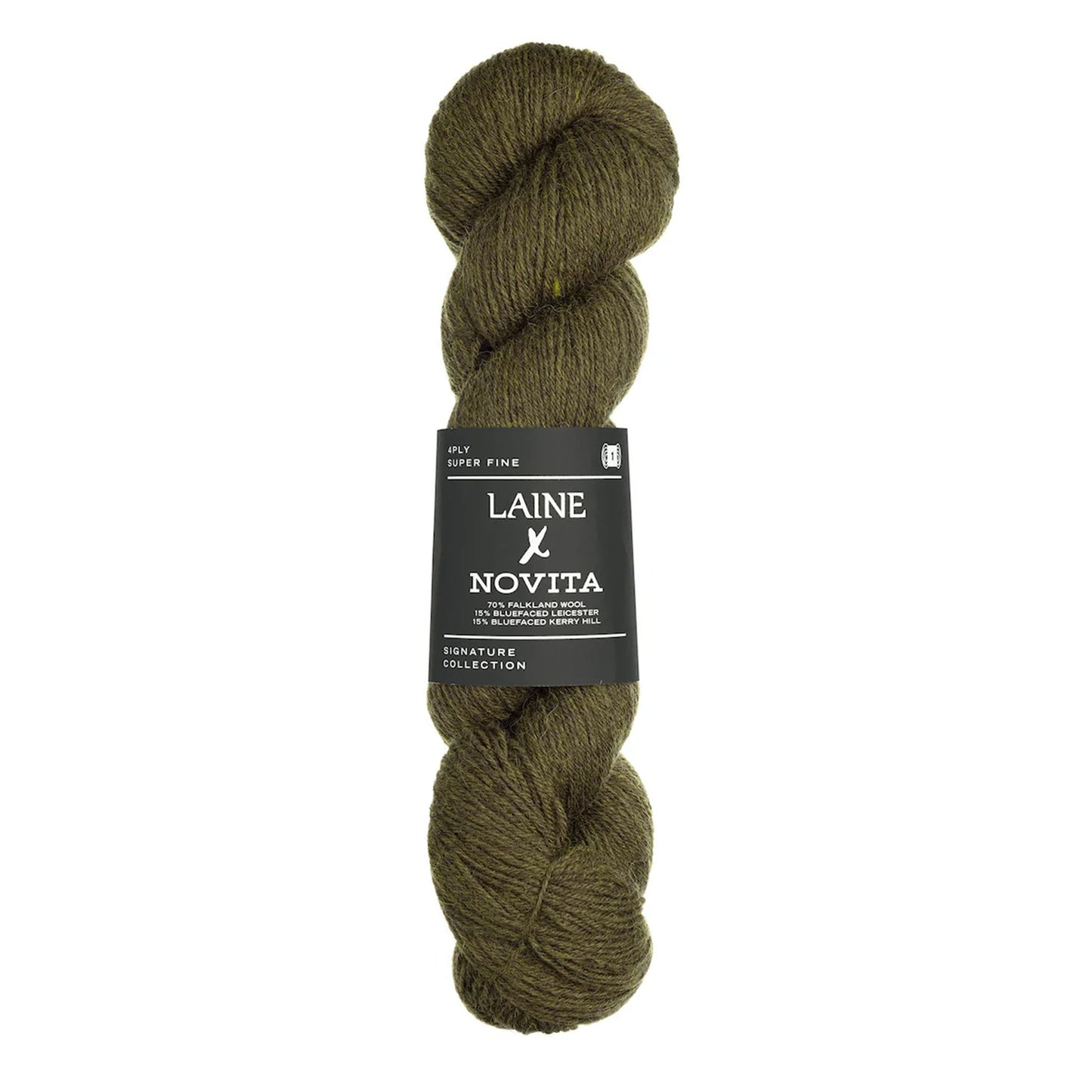 Echeveau de Signature Collection 4-ply de Laine x Novita coloris 3401 Earthy Olive