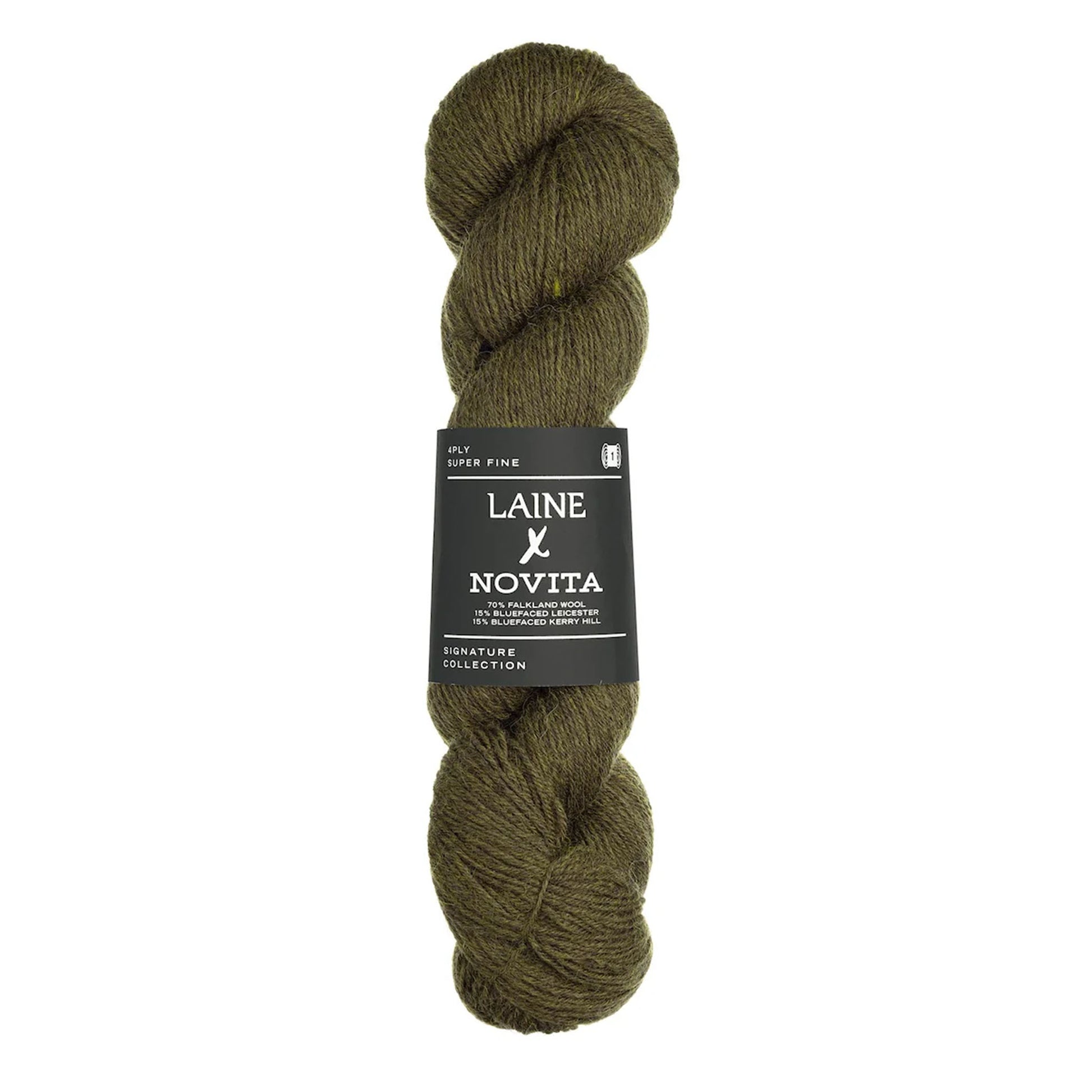 Echeveau de Signature Collection 4-ply de Laine x Novita coloris 3401 Earthy Olive