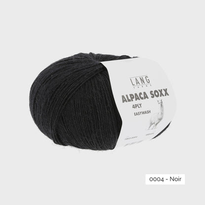 Pelote de fil à chaussettes alpaga et polyamide Alpaca Soxx de Lang Yarns coloris 0004 Noir