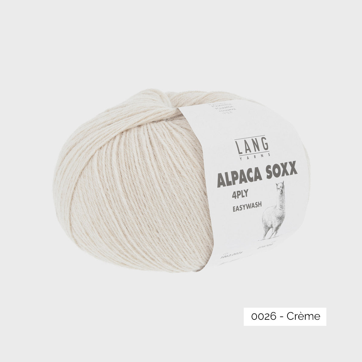 Pelote de fil à chaussettes à base d'alpaga Alpaca Soxx de Lang Yarns, coloris 0026 crème