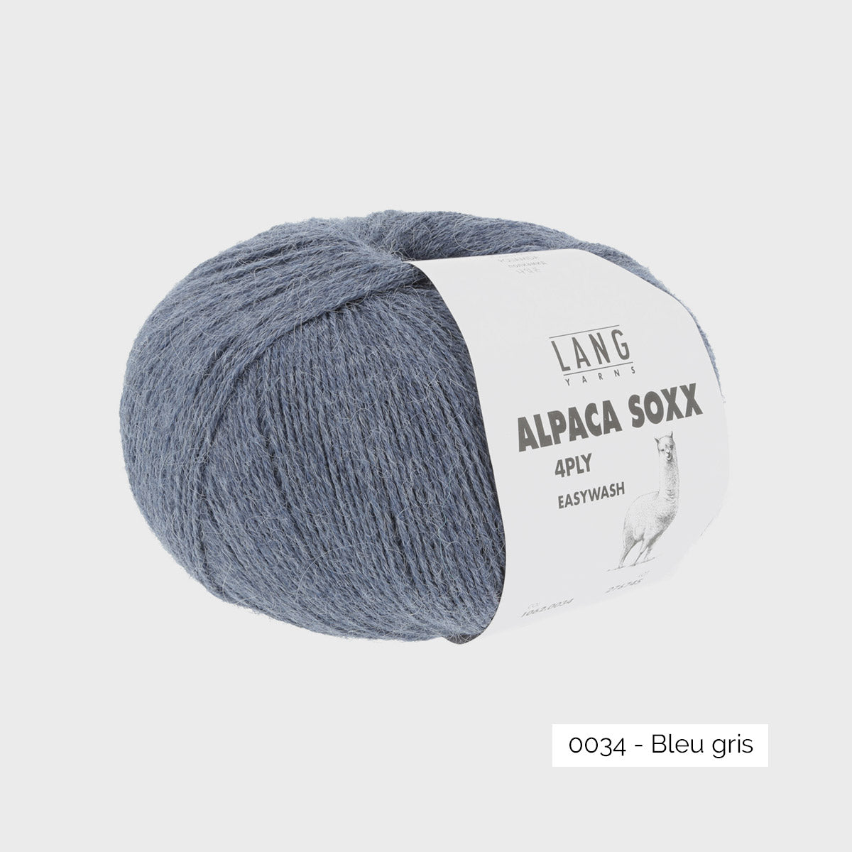 Pelote de laine à chaussettes à base d'alpage Alpaca Soxx de Lang Yarns, coloris 0034 Bleu Gris