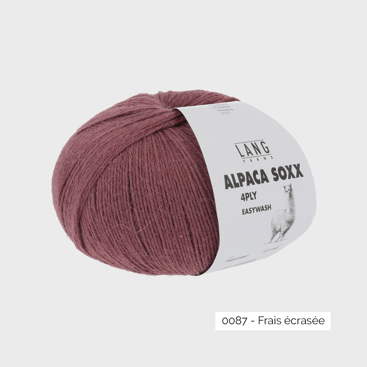 Pelote de laine à chaussettes à base d'alpaga Alpaca Soxx de Lang Yarns, coloris 0087 Fraise Ecrasée