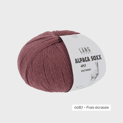 Pelote de laine à chaussettes à base d'alpaga Alpaca Soxx de Lang Yarns, coloris 0087 Fraise Ecrasée