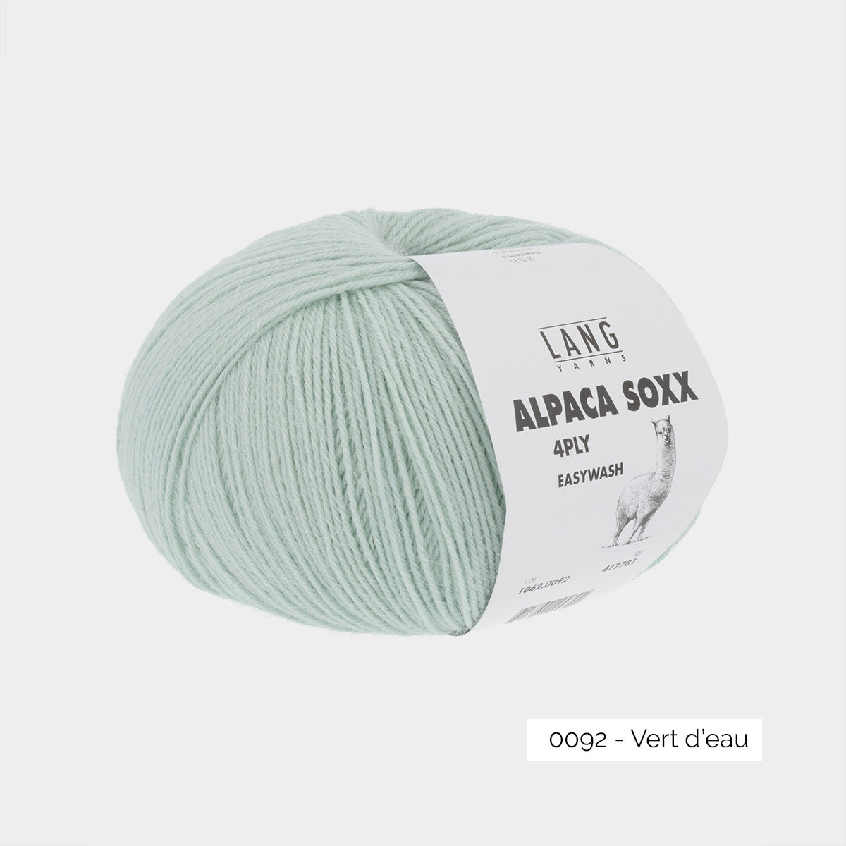 Pelote de laine à chaussettes à base d'alpaga Alpaca Soxx de Lang Yarns, coloris 0092 Vert d'eau