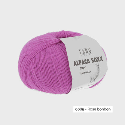 Pelote de laine à chaussettes à base d'alpaga Alpaca Soxx de Lang Yarns, coloris 0085 Rose Bonbon