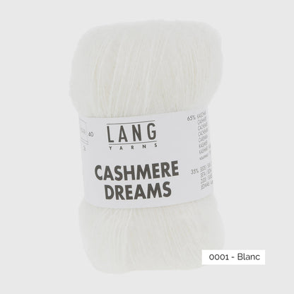 Echeveau de 25 grammes de Cashmere Dreams de Lang Yarns, coloris 0001 Blanc