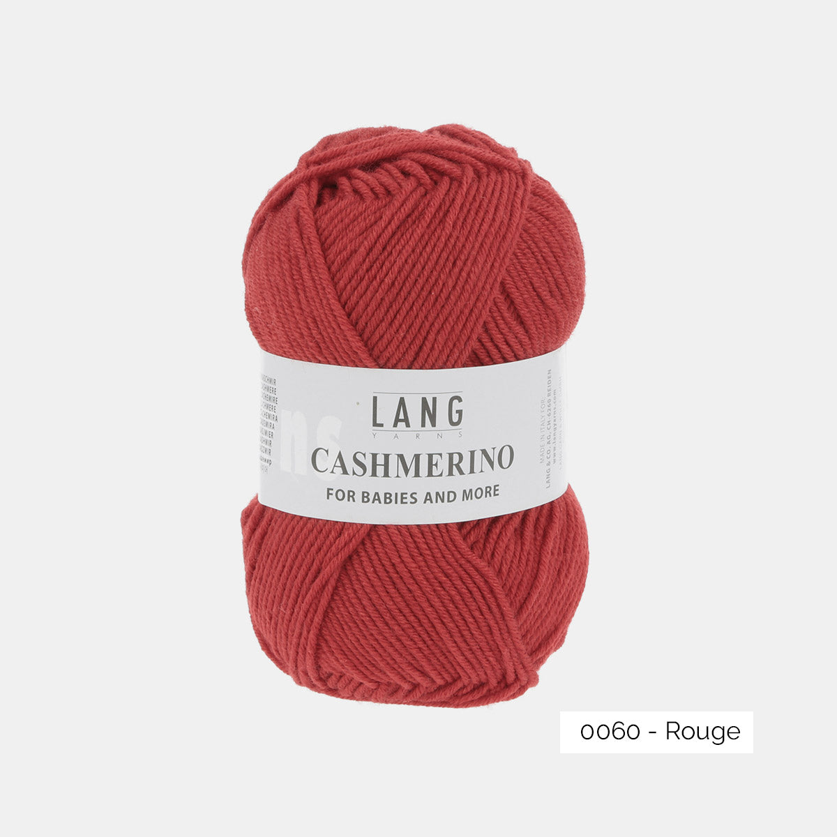 Pelote de Cashmerino de Lang Yarns, mélange mérinos, acrylique et cachemire, coloris 0060 Rouge