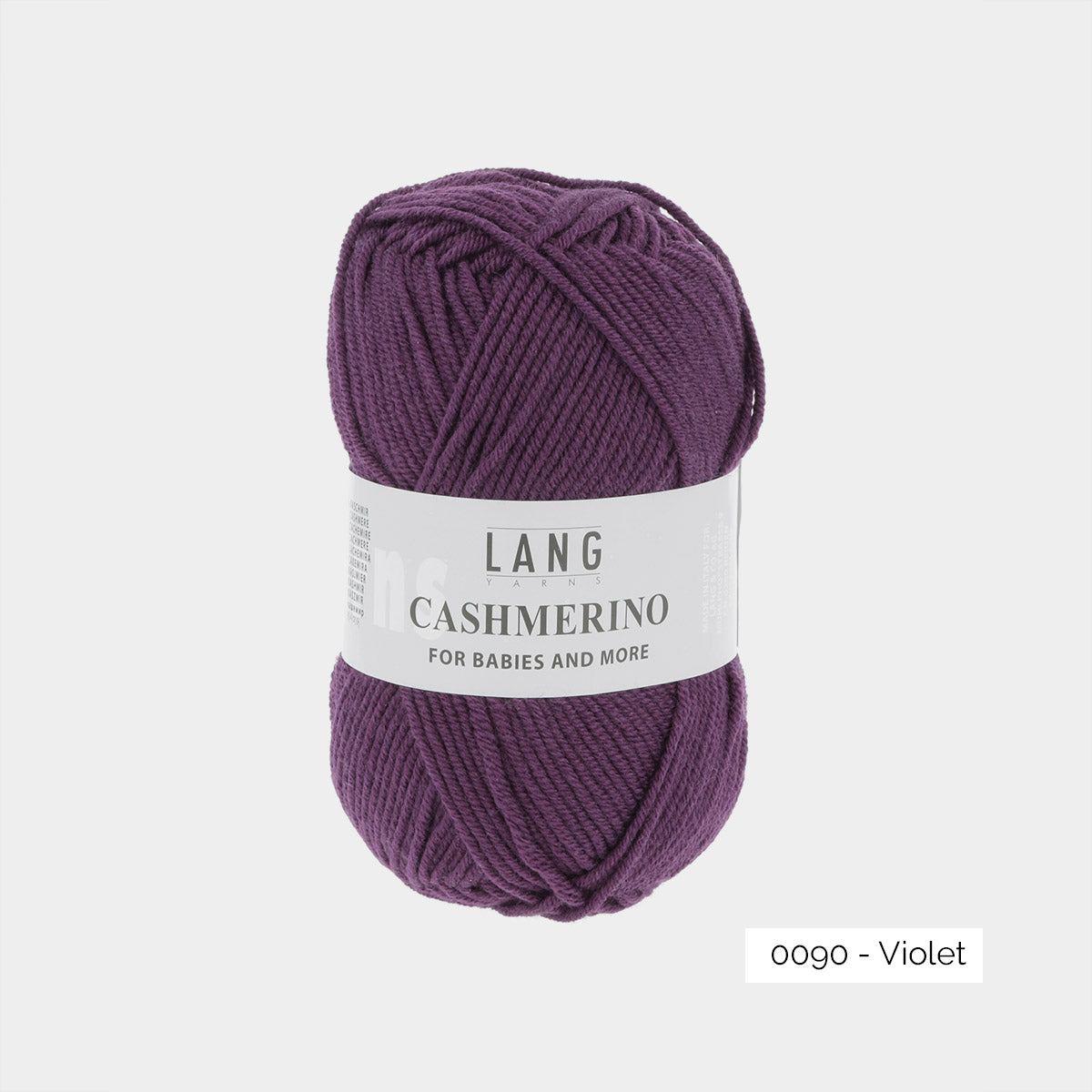 Pelote de Cashmerino de Lang Yarns, mélange mérinos, acrylique et cachemire, coloris 0090 Violet