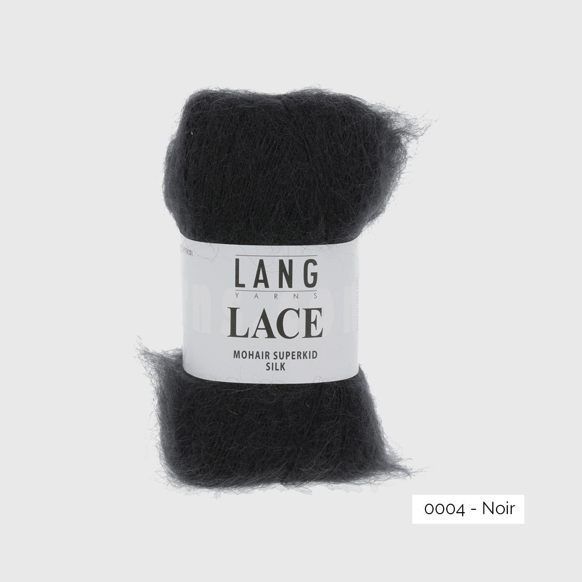 Echeveau de mohair superkid et soie Lace de Lang Yarns, coloris 0004 Noir