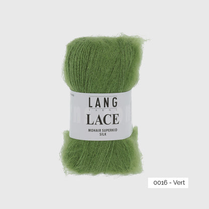 Echeveau de mohair superkid et soie Lace de Lang, coloris 0016 Vert