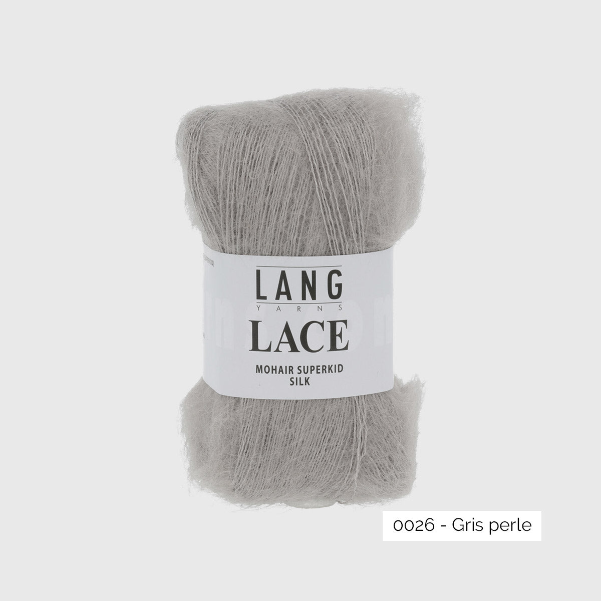 Echeveau de mohair superkid et soie Lace de Lang Yarns coloris 0026 Gris Perle