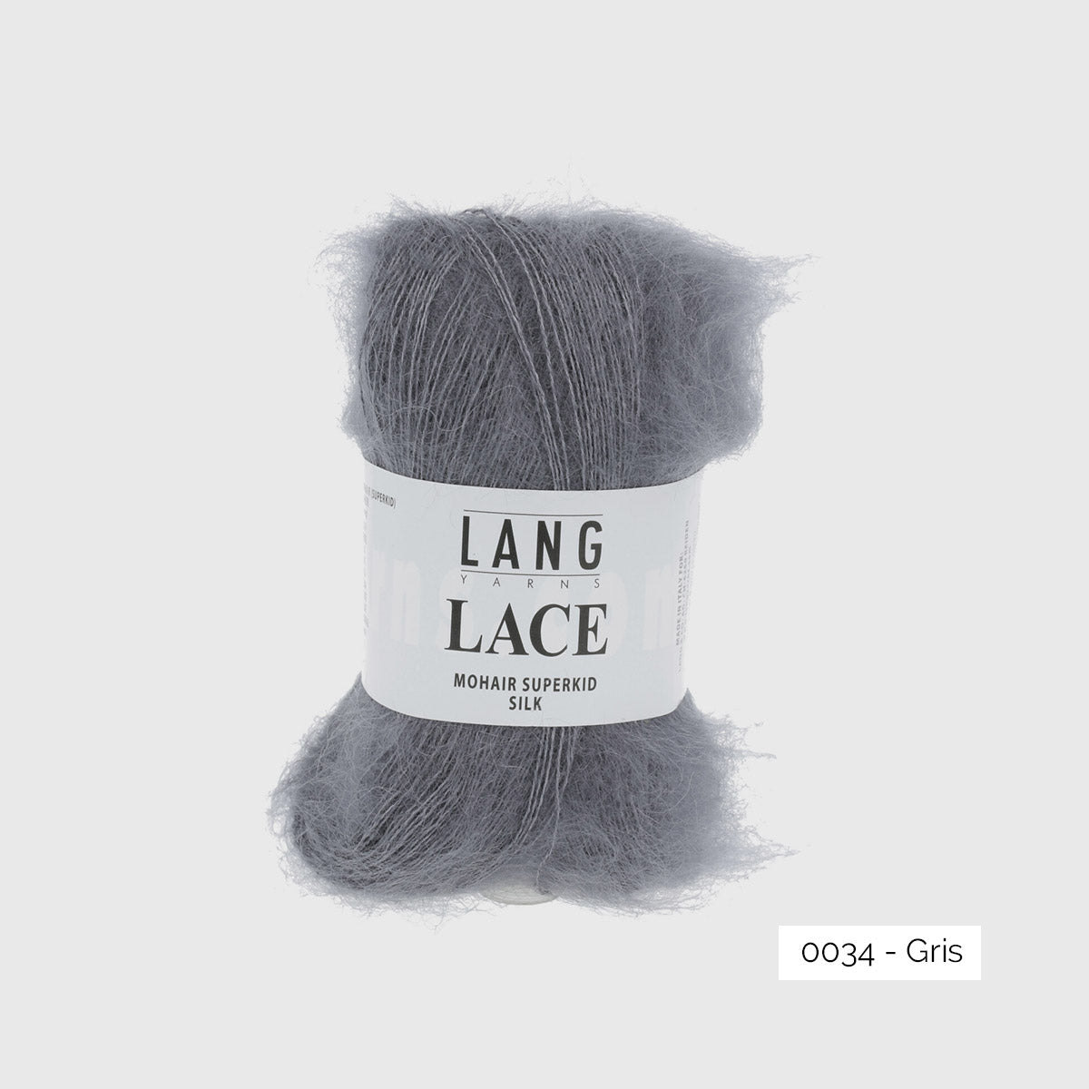 Echeveau de mohair superkid et soie Lace de Lang Yarns, coloris 0034 Gris