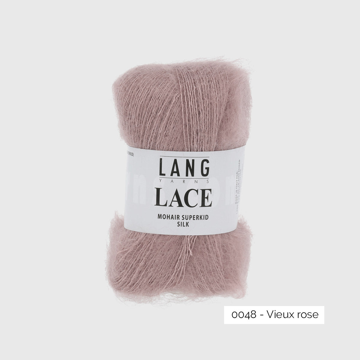 Echeveau de mohair superkid et soie Lace de Lang Yarns, coloris 0048 Vieux Rose