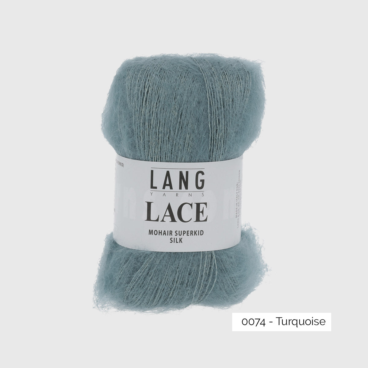 Echeveau de mohair superkid et soie Lace de Lang Yarns, coloris 0074 Turquoise