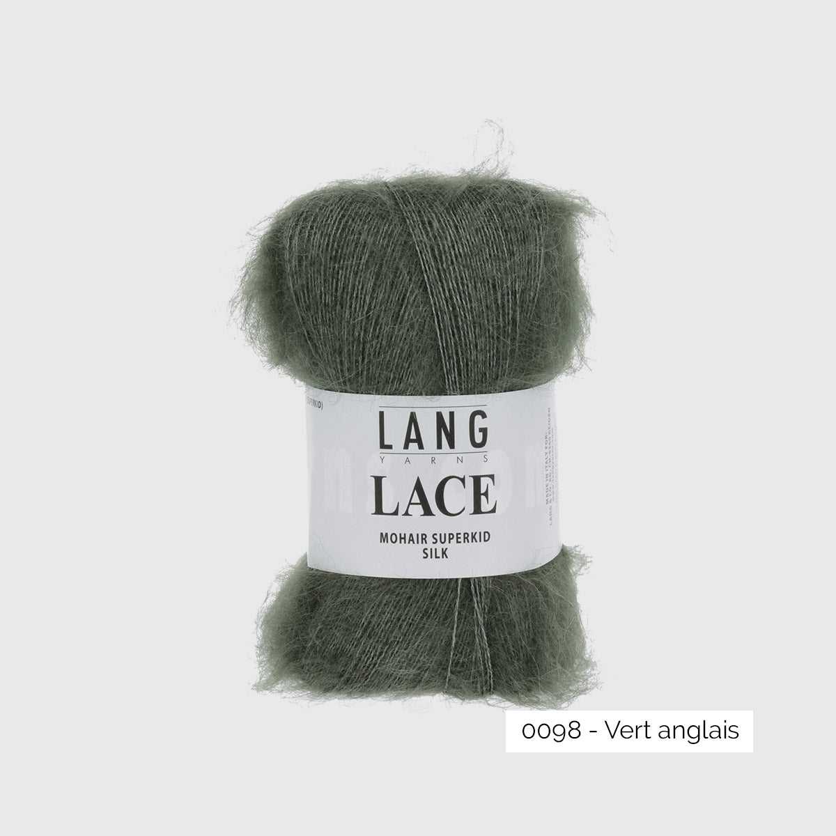 Echeveau de mohair superkid et soie Lace de Lang Yarns, coloris 0098 Vert Anglais