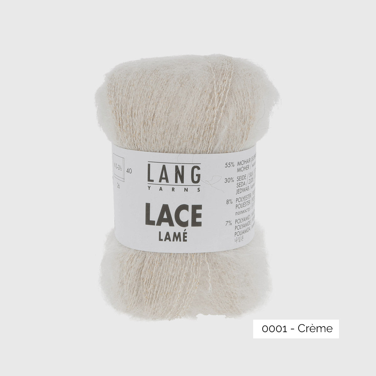 Echeveau de 25 gramme de Lace Lamé de Lang Yarns, coloris 0001 Crème