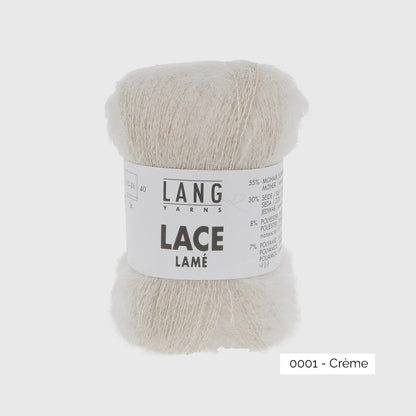 Echeveau de 25 gramme de Lace Lamé de Lang Yarns, coloris 0001 Crème