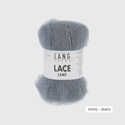 Echeveau de mohair, soie et lurex Lace Lamé de Lang Yarns coloris 0005 Jeans