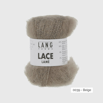 Echeveau de mohair, soie et lurex Lace Lamé de Lang Yarns, coloris 0039 Beige