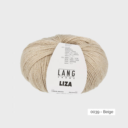 Pelote de Liza de Lang Yarns, mélange de bambou, mérinos et soie, coloris 0039 Beige