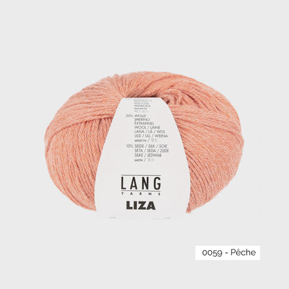 Pelote de Liza de Lang Yarns, mélange bambou, mérinos et soie, coloris 0059 Pêche