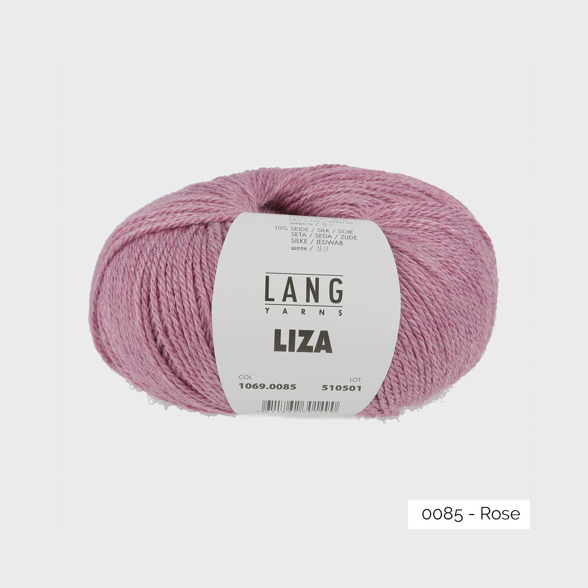 Pelote de Liza de Lang Yarns, mélange de bambou, mérinos et soie, coloris 0085 Rose