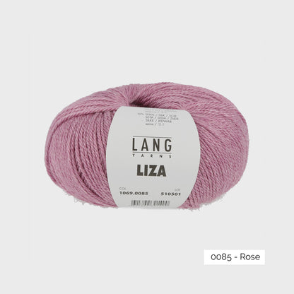 Pelote de Liza de Lang Yarns, mélange de bambou, mérinos et soie, coloris 0085 Rose