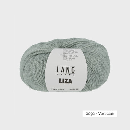 Pelote de Liza de Lang Yarns, mélange de bambou, mérinos et soie, coloris 0092 Vert claira