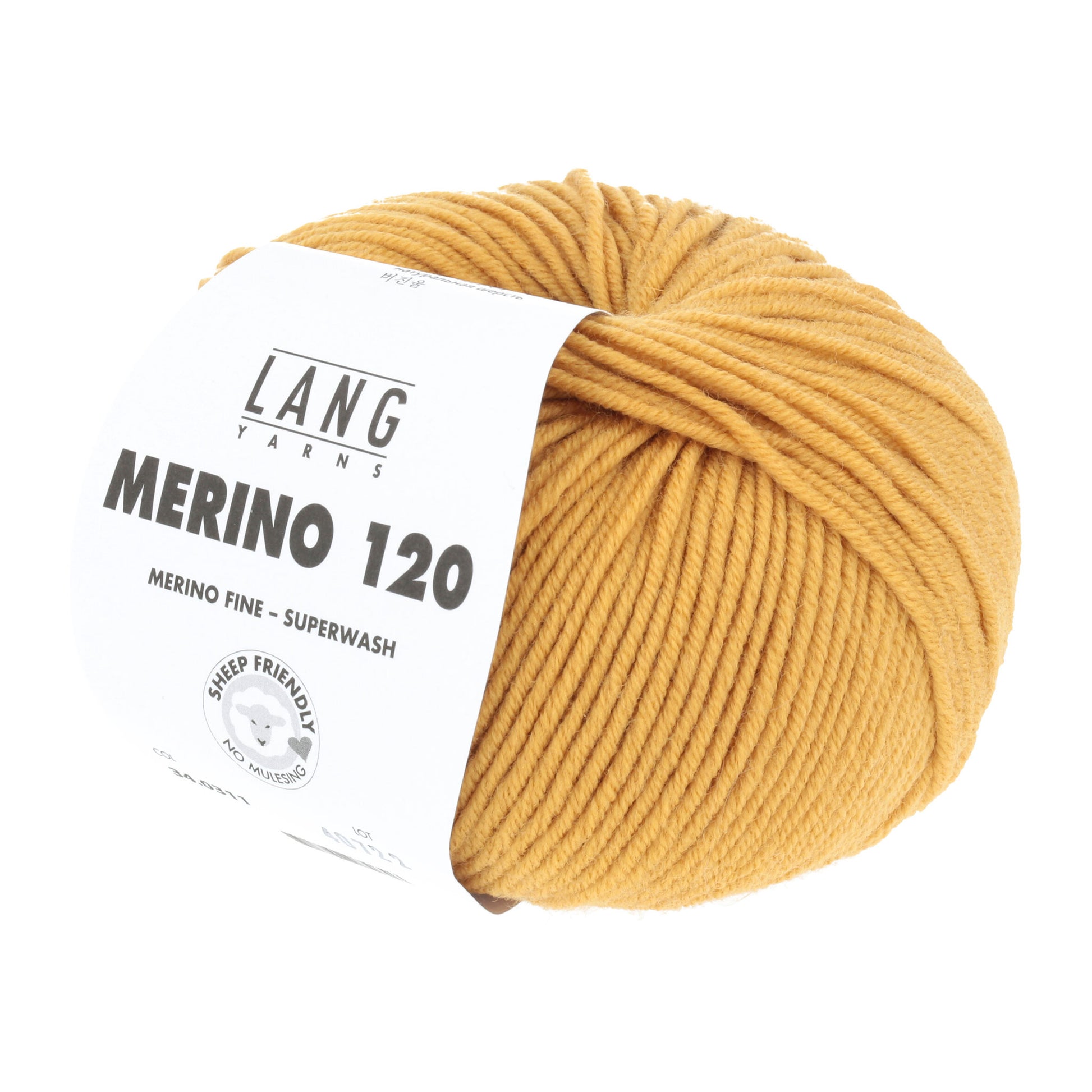 Pelote de Merino 120 de Lang Yarns coloris 311 Moutarde