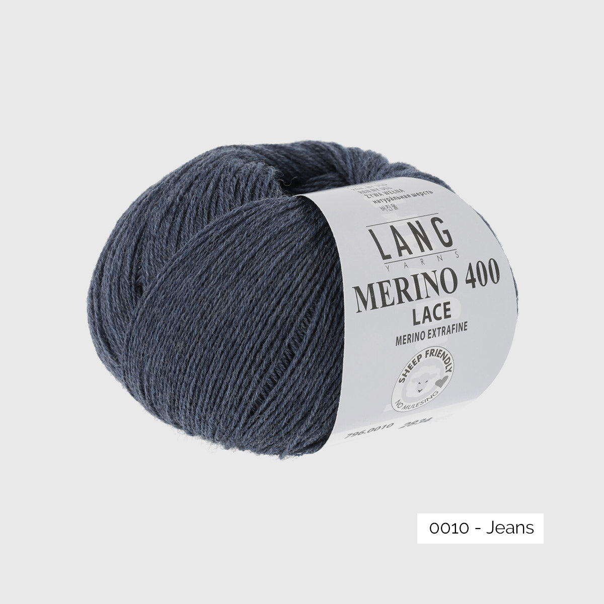 Pelote de Merino 400 Lace de Lang Yarns, coloris 0010 Jeans