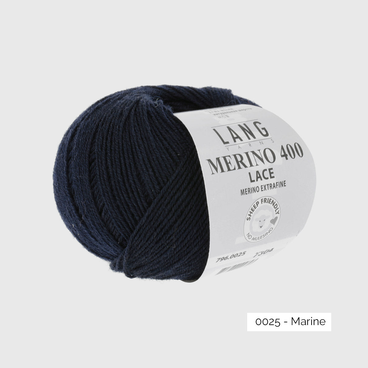 Pelote de Merino 400 Lace de Lang Yarns, coloris 0025 Marine