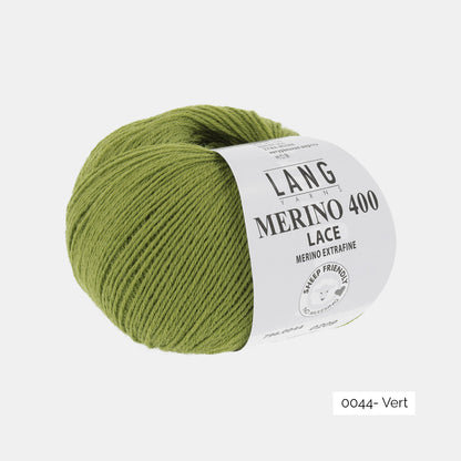 Pelote de Merino 400 Lace de Lang Yarns coloris 0044 Vert