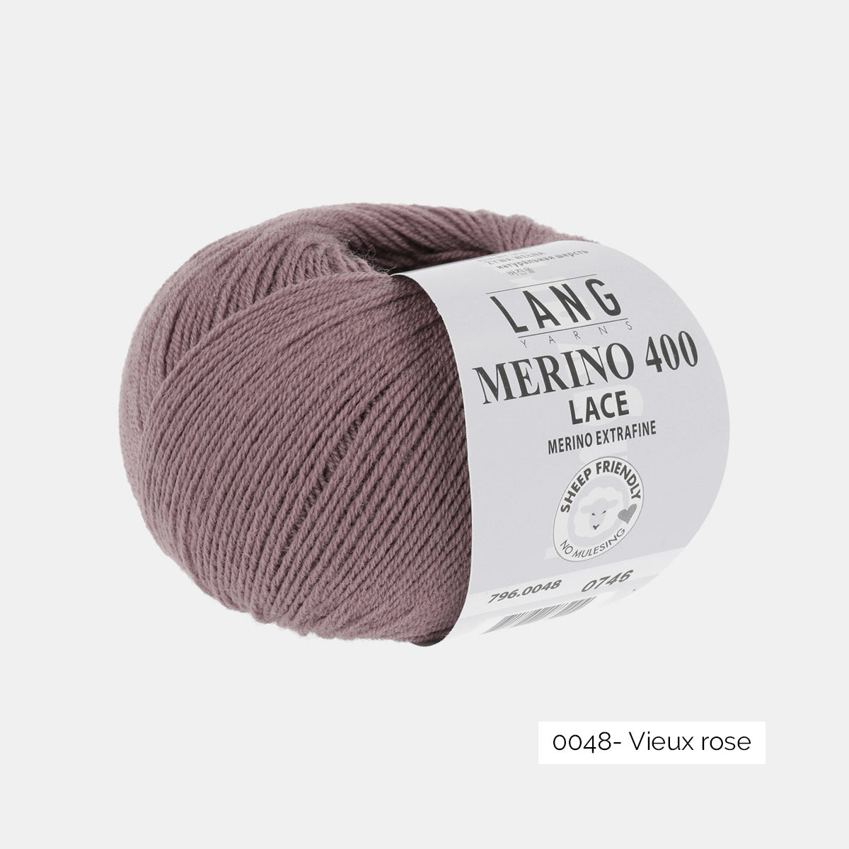 Pelote de Merino 400 Lace de Lang Yarns, coloris 0048 Vieux Rose