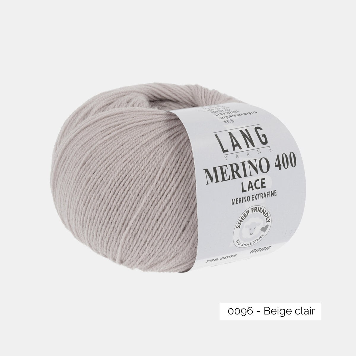 Pelote de Merino 400 Lace de Lang Yarns, coloris 0096 Beige Clair