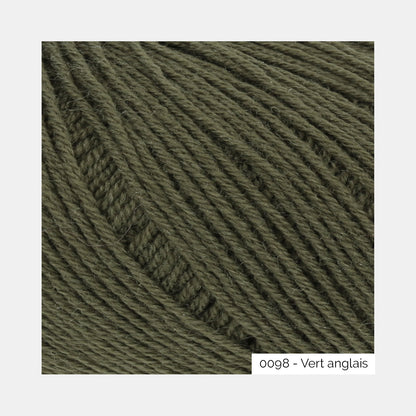 Texture du fil Merino 400 Lace de Lang Yarns, coloris 0098 Vert Anglais