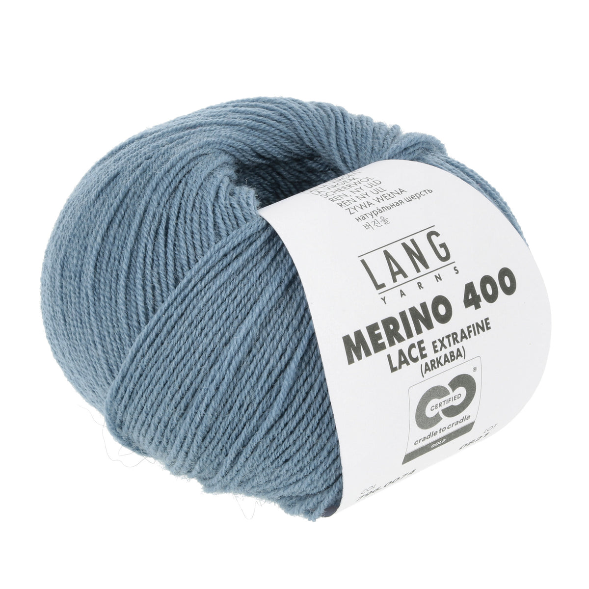 Pelote de Merino 400 Lace de Lang Yarns, coloris 074 Ardoise
