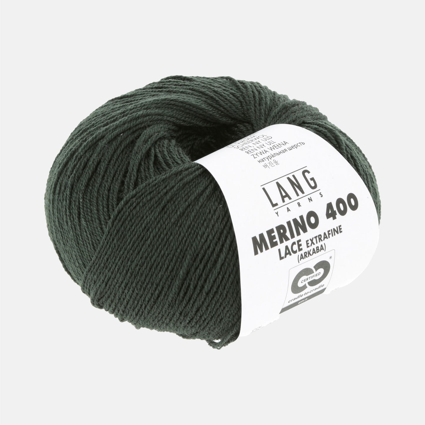 Pelote de Merino 400 Lace de Lang coloris 0318 Vert Bouteille