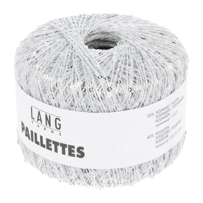 Pelote de Paillettes de Lang Yarns coloris 001 Blanc / Sequins Argent