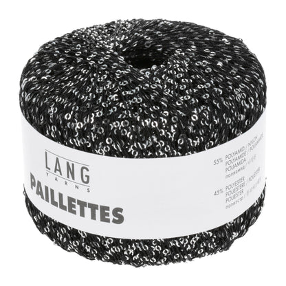 Pelote de Paillettes de Lang Yarns coloris 004 Noir / Sequins Argent