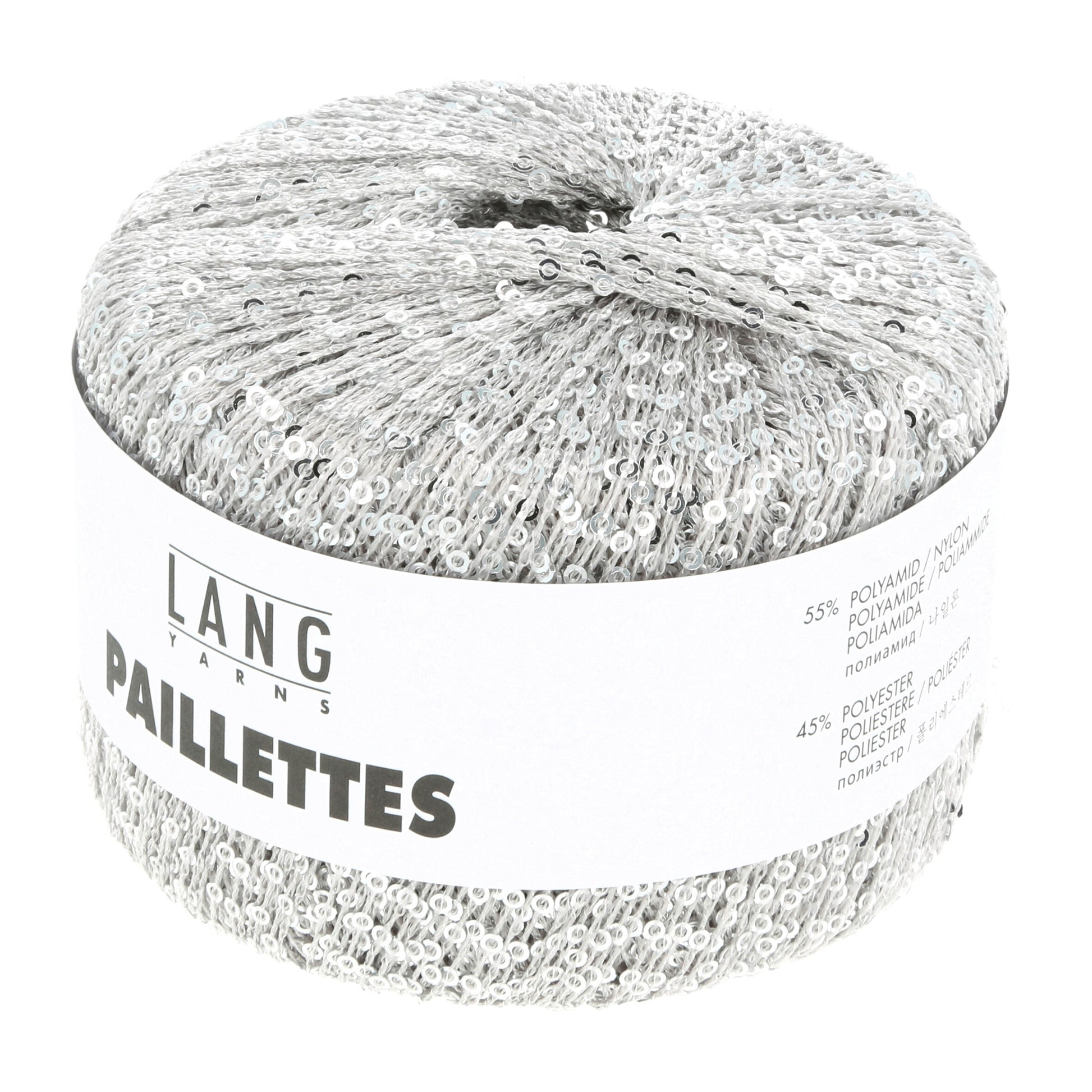 Pelote de Paillettes de Lang Yarns coloris 024 Gris / Sequins Argent