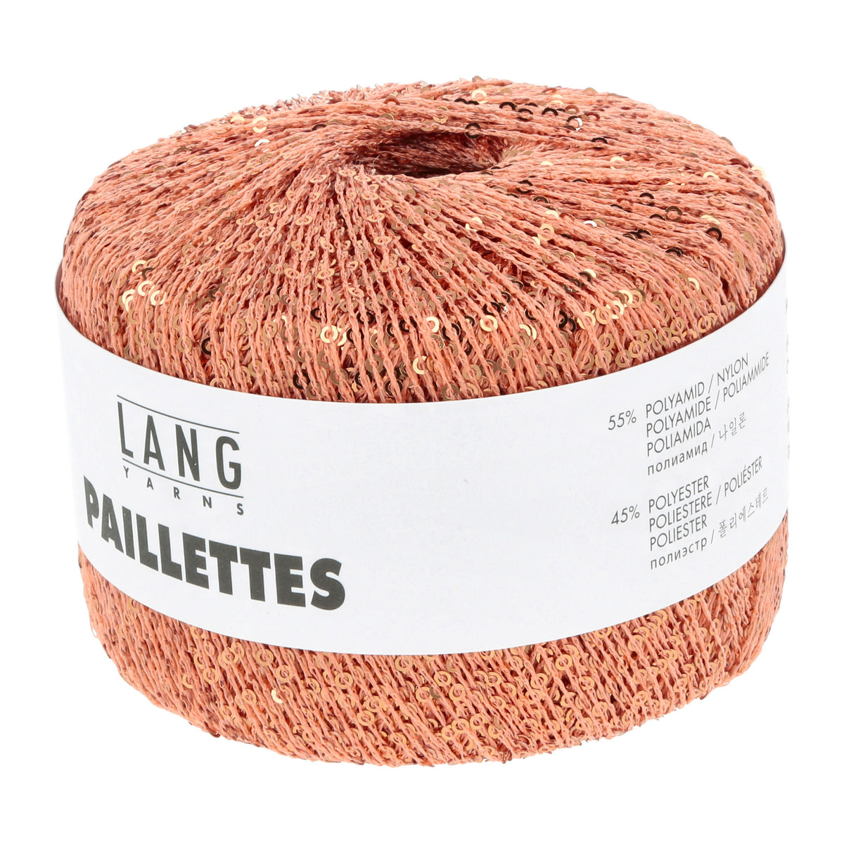 Pelote de Paillettes de Lang Yarns coloris 059 Orange Brûlé - Sequins Or