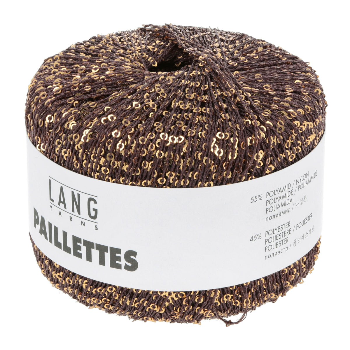 Pelote de Paillettes de Lang Yarns coloris 068 Chocolat / Or