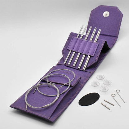 Kit de circulaires interchangeables Flight Mini de Lykke, longueur de pointes 13 cm, pochette Violette
