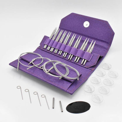 Kit de circulaires interchangeables Flight Standard de Lykke, longueur de pointes 9 cm, pochette Violette