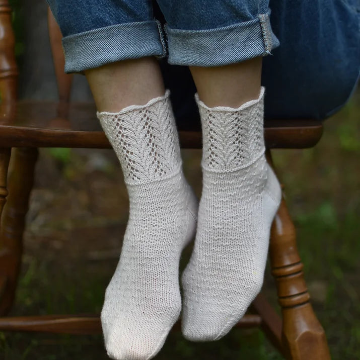 Bergère, patron de tricot de chaussettes paru dans le livre Champêtre de Marie-Christine Lévesque